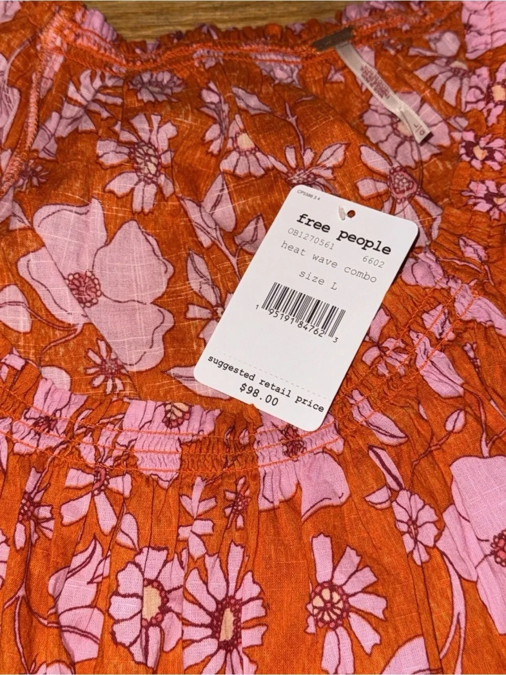 Free People Girls' Pink Floral Blouse on Orange